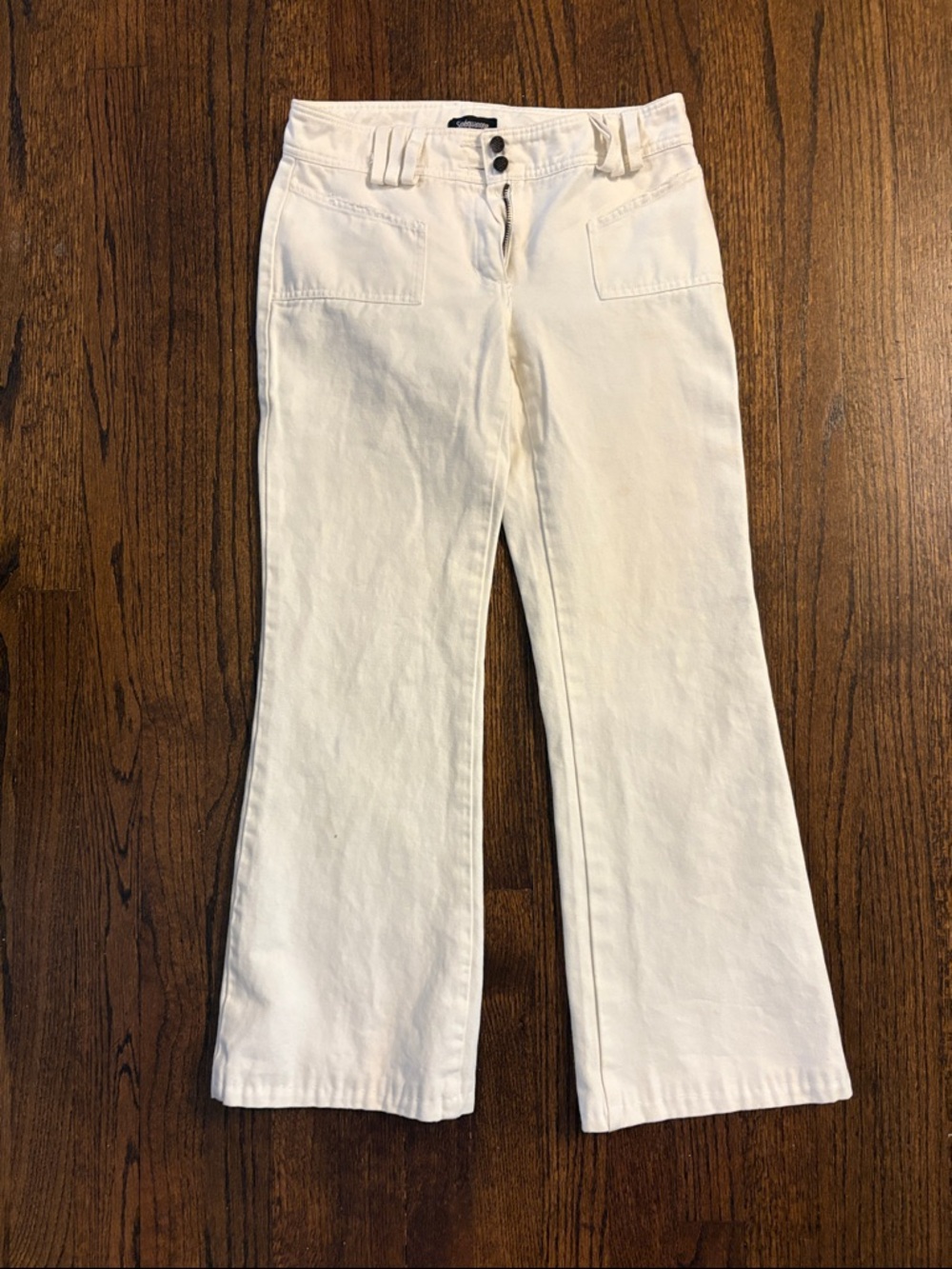 White Wide-Leg Casual Jeans